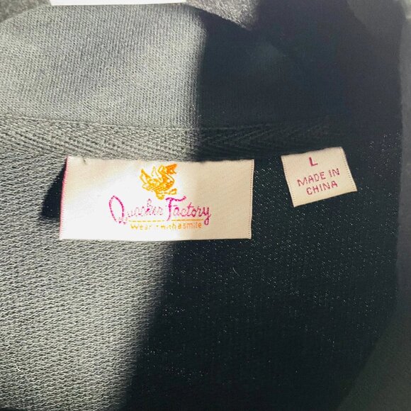 Quacker Factory Womens Black French Terry Zip Front Rhinestone Vest Size Large - Picture 3 of 6